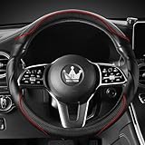 HighnessHwoo 3D Auto Lenkradabdeckung Lenkradbezug Komfortgriff Massage Sportlich Arutschfest Karbonfaser Kunstleder für Limousine, SUV, Universelle Passform, Auto Griff Abdeckungen, 37-38cm, Rot