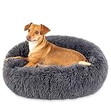 QOFLY Hundebett Flauschig, 70cm Rund Hundekissen Flauschig Plüsch Hundebetten Donut Hundesofa Katzenbett Hundekissen Hundekorb für Grosse und Kleine Hunde Katze Haustier