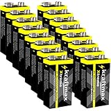 kraftmax 16er Pack Xtreme 9V Block Hochleistungs- Batterien ideal für 10 Jahres Rauchmelder - 6LR61 9 Volt Longlife Blockbatterie mit maximaler Lebensdauer