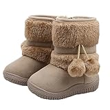 BESPORTBLE Schneestiefel mit Rutschfester Weicher Sohle Warme Lauflernschuhe für Kleinkinder Gefüttert und für Winter und Ersten Schritte Beige