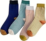 QARIDO Socken Damen 34-39 Mode Retro Socken Frauen Mehrfarbig Gestreifte Lässige Frau College -Baumwollstudenten Crew