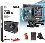 SJCAM SJ4000 Action Cam 4K30fps WiFi Kamera,40MP Ultra HD 170°FOV mit EIS Bildstabilisierung,Unterwasserkamera 30m/98ft Wasserdicht Kamera mit 2 Akkus, 32G SD Karte und Helmhalterung Zubehör Kits