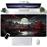 LeKuni Großes Gaming-Mauspad XXL 900 x 400 mm Gamer Mouse Pad mit Nähten an den Rändern – unter der Schreibtischunterlage – Zubehör für Büro, Unterseite aus rutschfestem Gummi (Oberfläche)
