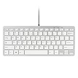 MCSaite Mini Tastatur, Kabelgebunden, USB-C, QWERTY mit Nummernblock, Kompatibel mit Android/iOS/Windows 11/10/8, Silber
