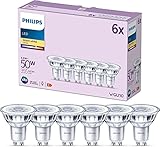 Philips LED Classic GU10 Lampen 6-er Pack (50 W), Reflektor LED Spots mit warmweißem Licht, energiesparende Lampen mit langer Nutzlebensdauer, Warmweiß