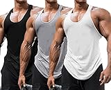 Babioboa Herren 3er Pack Gym Workout Tanktops Y-Back Muscle Tee Stringer Bodybuilding Ärmellose T-Shirts BGRW L