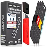 HASKYY Cuttermesser Abbrechklingen Ersatzklingen 50x SK5 Klingen 18mm aus Carbonstahl für Teppichmesser – Cutterklingen – Schwarz – extrem scharf