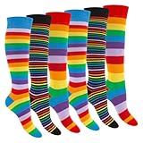 Footstar Damen Kniestrümpfe geringelt (6 Paar) - Fun 39-42