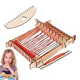 Fyrdyn Webmaschine Kinder - Langlebiges Garn-Set Mit Webrahmen - Holz Lernspielzeug Für Kreative Handarbeiten Mit Interaktivem Lerneffekt Für Kinder Und Erwachsene
