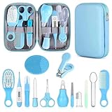Qunlions life Baby Gesundheitswesen und Pflegeset, Säuglingssicherheitspflege Set mit Haarbürste, Kamm, Nagelknipser, Baby Essentials Kit für Neugeborene Mädchen Jungen (Blau 14 in 1)