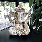 Pevfeciy Ganesha Figur Groß Buddha Statue H-30 cm,Zen Garten Dekoration Figuren,Buddha Figur-Elefantengott,Handgefertigte Skulptur Dekoration für Zuhause Dekoration, Handwerk, Geschenke