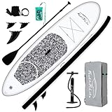 FunWater Aufblasbares Stand Up Paddle Board Surfbrett SUP Komplettes Paddleboard Zubehör Verstellbares Paddel, Pumpe, ISUP Reiserucksack, Leine, wasserdichte Tasche, Erwachsene Paddelboard