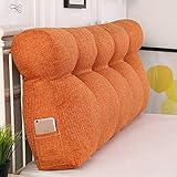 Gemütliches Lesekissen, Keil-Rückenlehnenkissen, abnehmbare und waschbare dreieckige Taillenstütze für Bett, bequemes Kopfteil, Orange, 180 x 50 cm