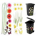 Mülleimer Blumen Aufkleber TAIZER 2PCS Wetterfest Eimer Dekorative Aufkleber Mülltonnen Blumen Aufkleber Mülltonne Sticker Abziehbild für Behälter Kühlschrank Haushalt Dekorationen Maiglöckchen Blumen