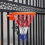 Pro Basketballtor – Wandmontiertes Reifenset für Zaun/Baum/Pfosten mit verstellbarem Gurt & Nylon-Netz – Outdoor-Basketballfelgen-Kit