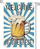 colorlife Welcome Oktoberfest Bayern Gartenflagge doppelseitig Bier Deutsch Wiesn Hof Outdoor Dekoration