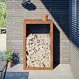 Xichuzi Brennholzregal 60x40x100 cm Cortenstahl, Kaminholzregal Aussen, Holzstapelhilfe, Carport, Sichtschutz Garten, Kaminholzregale - 850995