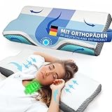 IDEA Kopfkissen Nackenschmerzen, Ergonomisches Orthopädisches Kissen Nackenkissen, Memory Foam Kissen für Seiten, Rücken& Bauchschläfer, Antischnarchkissen für Männer Frauen (62 * 34.5 * 12/8CM)