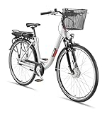 TELEFUNKEN City E-Bike 28 Zoll für Damen & Herren | Pedelec mit Frontmotor & 536,5 Wh Li-Ion-Akku | Elektrofahrrad mit 7-Gang Nabenschaltung | V-Bremse & Rücktritt, StVZO-konform | RC667