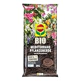 COMPO BIO Mediterrane Erde für alle mediterranen Pflanzen, Auch für Zitruspflanzen geeignet, Torffrei, Kultursubstrat, 20 Liter