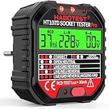 YEREADW Steckdosentester mit RCD-Prüfung, Steckdosenprüfgerät mit Kontrollleuchten-Anzeige, 6 Arten von Fehlerdiagnose, Spannungsprüfer FI Tester 90-250V/45-65Hz, CAT ll 300V