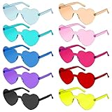 10 Stück Herz Brille Party Brille, Magische Farben Party Brille, Hippie Brille, Herz Sonnenbrille Lustige Partybrillen für Geburtstagsfeier, Fasching, Karneval, Malle, für Kinder und Erwachsene