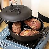 Gusseisen vertieftes Süßkartoffel -Topf - Verdickte Nicht -Stick -Pfanne mit Griff und Deckelkochgeschirr für Gashooktop (Größe: 28 cm (3-4 Personen)) () ()