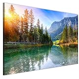LUMASOUL Leinwand Bilder - Leinwandbild Natur Motiv - Wandbilder Holzrahmen und Webstuhl Wohnzimmer und Schlafzimmer - Bilder 120x80 cm