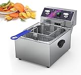 HMASNSEIY Fritteusentank 10 Liter 20 Liter, Elektrische Fritteuse Mit Korb Edelstahl-Ölfritteuse, Edelstahl-Arbeitsplattentank-Fritteuse Mit Frittierkorb, Für Das Heimküchenrestaurant