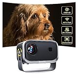 Beamer【±360° Drehbar/Remote Focus/Trapezkorrektur】 Mini Beamer Jimveo Beamer 1080P Full HD 12000L WiFi6 Bluetooth Projektor Unterstützt 4K Heimkino 300'' Display mit iOS/Android/USB