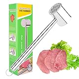 UKOFEW Fleischklopfer Edelstahl，Fleischhammer，knoblauchpresse wippe，Doppelseitiger Schnitzelklopfer ideal für Schnitzel, Koteletts, Steaks，Rindfleisch，Huhn, Schwein, Spülmaschinengeeignet