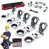 HDQQEU 5 Stück Dual-Drive Nano Flex-Head Pocket Ratchet, Mini Doppel RatschenschlüSsel,180° Flexkopf-Ratschenschlüssel Set Für Verschiedene Reparaturszenarien