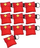 Worldconnection 10x Set Beatmungsmaske Beatmungstuch Beatmungsfolie rot CPR Maske