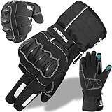 WESTWOOD FOX Motorradhandschuhe Thinsulate wasserdichte Handschuhe Winter Thermo Herren Reiten Winddicht Roller Motorsport Touchscreen Warm Sommer Schwarz, M