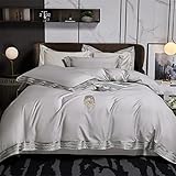 SLOPSS Duvet Cover Bett Leinen 1000TC Baumwollsticker Set Kingsking Bettwäsche (Farbe: Size (eine Queen -Größe 4pcs)
