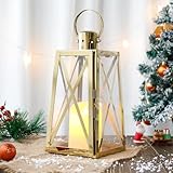 TRIROCKS Edelstahl Dekorative Laterne 30 cm Hoch Metall Kerzenhalter Mit Klaren Glasscheiben Für Wohnkultur Wohnzimmer Partys Events Tischplatte Drinnen Draußen (Silber)