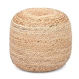 NATURAL FURNISH Runder Jute-Ottoman-Pouf zum Sitzen, handgefertigter Pouf für Wohnzimmer, Schlafzimmer, Fußstütze, Büro, Zuhause (1, Gelb, 40 x 40 x 35 cm)