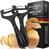 Schwertkrone® Sparschäler 2er Set [MADE IN SOLINGEN - GERMANY] - Kartoffelschäler Gemüseschäler - Spargelschäler Peeler - Schälmesser Gurkenschäler - Rechts- und Linkshand