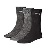 PUMA 6 Paar Unisex Crew Socks Socken Sportsocken MIT FROTTEESOHLE (43-46, anthrazit/grey)