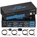 4K120Hz Displayport KVM Switch 2 PC 2 Monitore 8K60Hz DP1.4 KVM-Switches USB 3.0 Dual-Monitor für 2 PC/Laptops Share 4 USB3.0 Ports Support Extended & Copy Mode mit Desktop-Controller und 2 USB-Kabeln