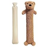 Bseical 2L Wärmflasche Lang Mit Weichem Bezug, Abnehmbare und Waschbare für Kinder, Premium wärmflaschenbezug, Wärmflasche Bär Weiches Plüsch Nettes, Geschenk (Bär)
