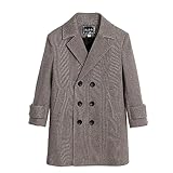 Generisch Kinder Kleinkind Baby Jungen Frühling Winter Plaid Baumwolle Verdickt Mantel Elegante Kerb Kragen Zweireiher Jacke Mantel Kleidung (Khaki, 1-2 Years)