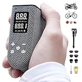 BOWEICORE Mini Fahrradpumpe Tragbare wiederaufladbare Fahrrad Luftpumpe mit Manometer, Automatische Stopp Elektrisch Fahrrad Pumpe für Rennrad, Mountainbike