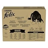 FELIX Tasty Shreds Katzenfutter nass in Sauce, Gemischte Vielfalt, 80er Pack (4x20x80g)