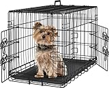 Yaheetech 76,2 cm Hundebox Doppeltür Hundebox mit Trennwand für Welpen, zusammenklappbare Metall-Hundebox mit abnehmbarem Tablett, Draht, Hundehütte, Haustierbox für kleine, mittelgroße Hunde,