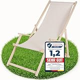 Melko Liegestuhl klappbar Holzliege Klappliege Sonnenliege Klappstuhl Gartenliege Beige