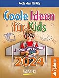 Coole Ideen für Kids 2024: Aufstellbarer Tages-Abreisskalender für Kinder mit Rätseln und Spielen I 12 x 16 cm