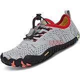 SAGUARO Kinder Barfußschuhe Jungen Aquaschuhe Mädchen Atmungsaktiv Traillaufschuhe June Outdoor Schnell Trocknend Badeschuhe Leicht, Grau 36 EU