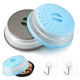 Tomoyuki Mikrowellen Abdeckung, 2 STK Faltbare Mikrowelle Abdeckhaube Mikrowellendeckel für Obst Gemüse, Microwave Covers mit Haken/Dampflöchern, auch als Obstfilterkorb