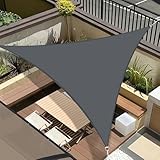 UMI Sonnensegel Wasserdicht 4x4x4m Dreieckig Sonnenschutz Wetterschutz PES Polyester Segel Baldachin 95% UV Schutz mit Seilen für Garten Balkon Terrasse- Anthrazit
